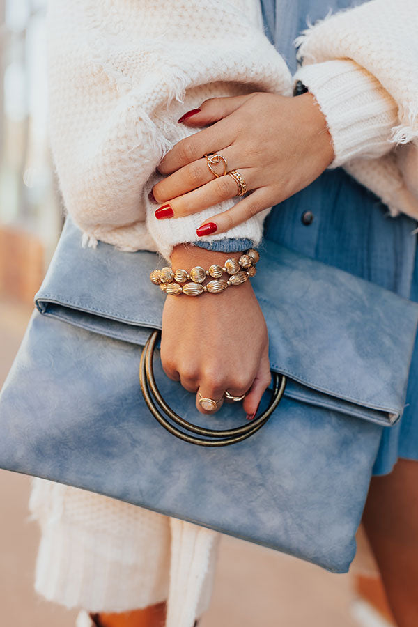 Katherine Ribbed Metal Stretch Bracelet Set