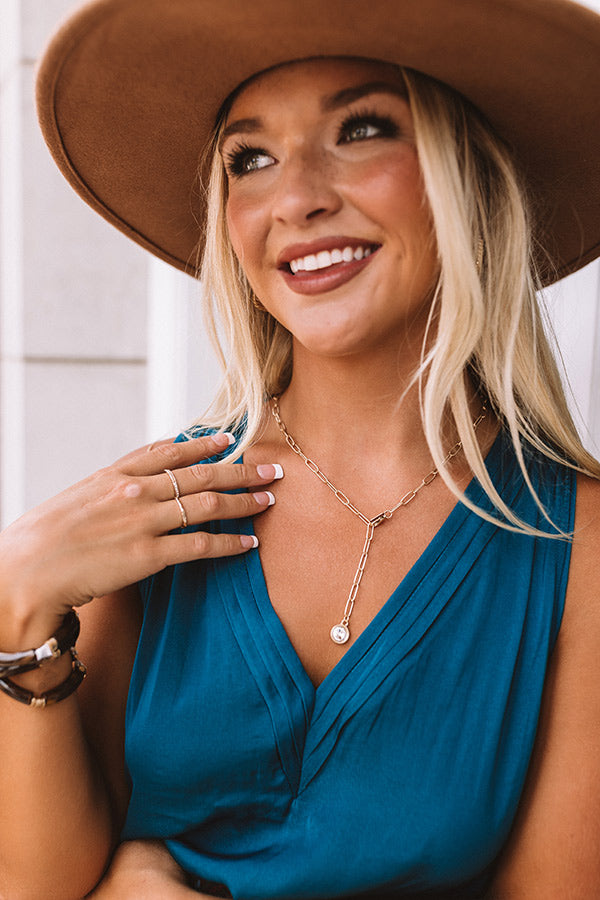 Sabrina Rhinestone Cabochon Y Necklace