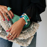 Lelani Resin Color-Block And Glass Pearl Stretch Bracelet in Blue/Turquoise Image - 1