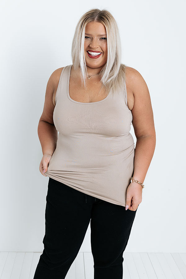 Basic Instincts Seamless Tank In Warm Taupe Curves