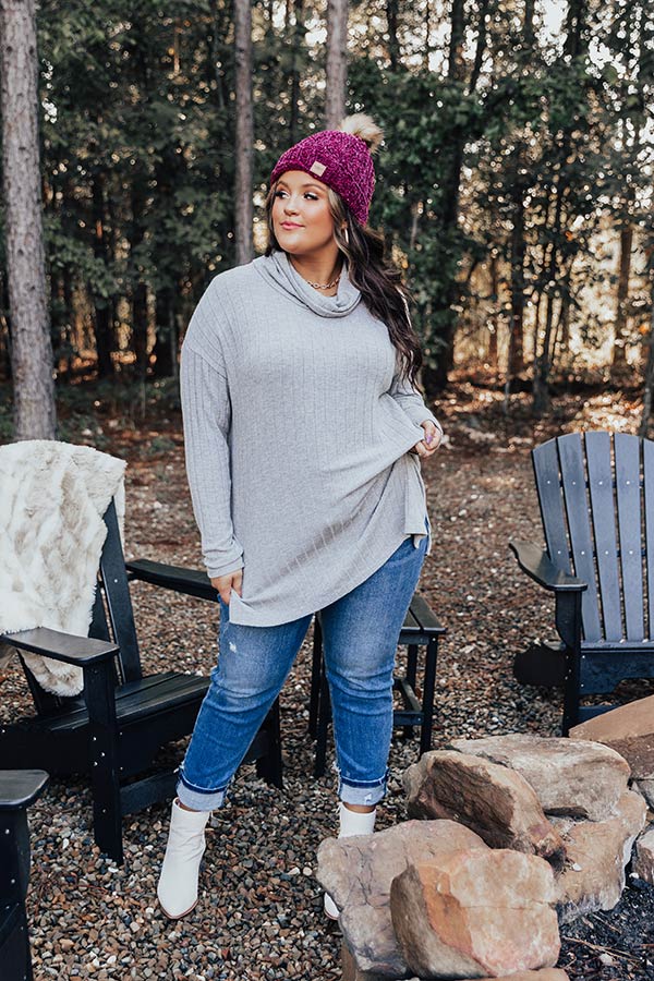 Full Moon Shift Top In Grey Curves