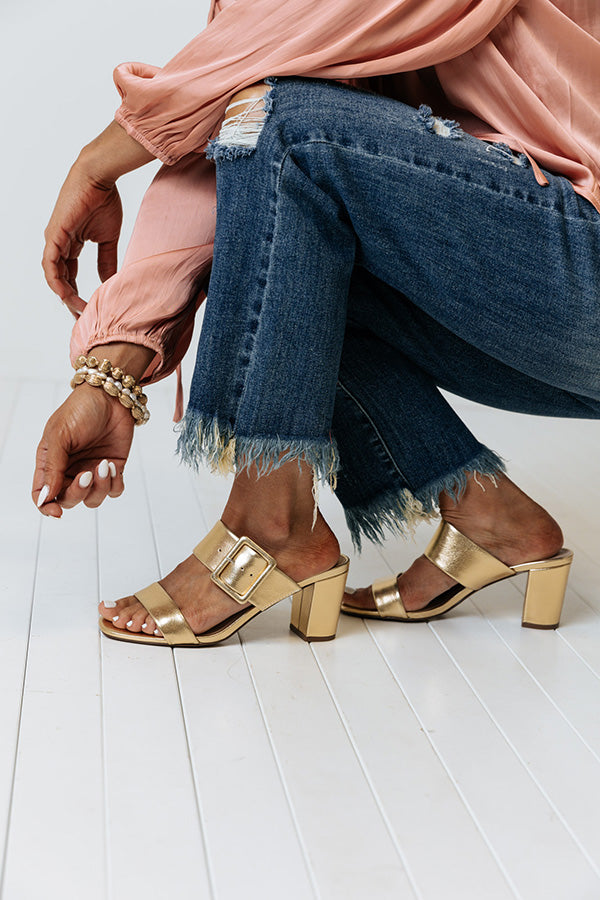 Yippy Metallic Block Heel