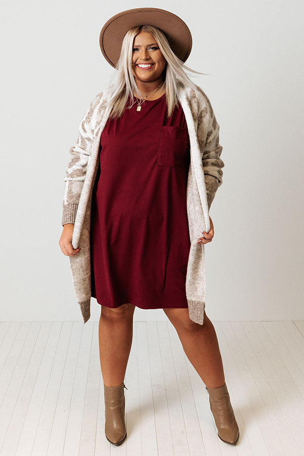 burgundy t shirt dress outfit Burgundy T-Shirt Dress
