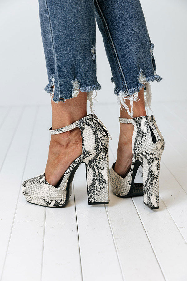 White snake clearance print heels