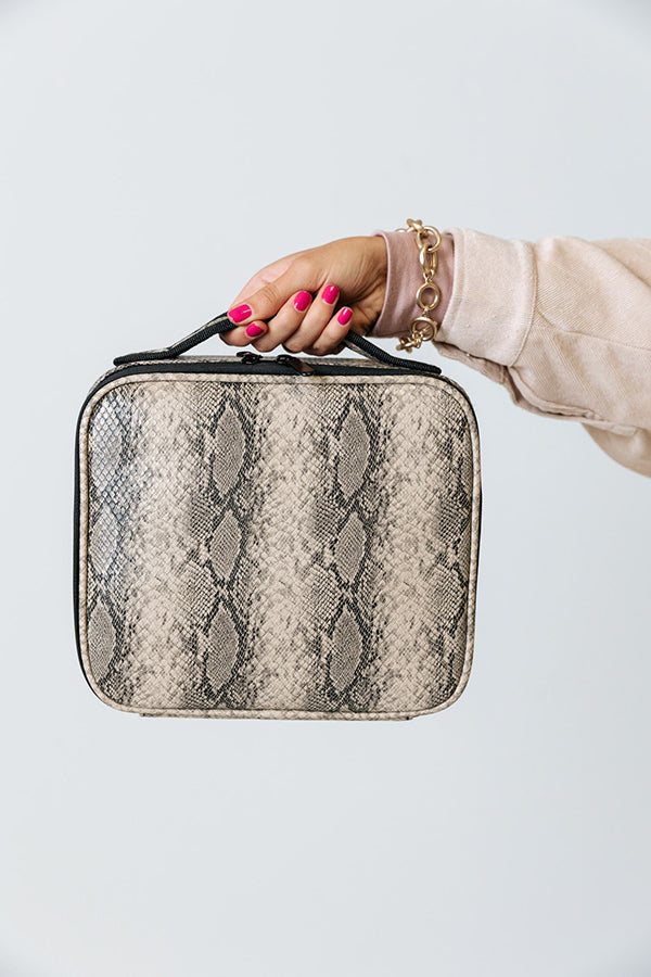 Glisten Up Snake Print Cosmetic Bag Image - 1