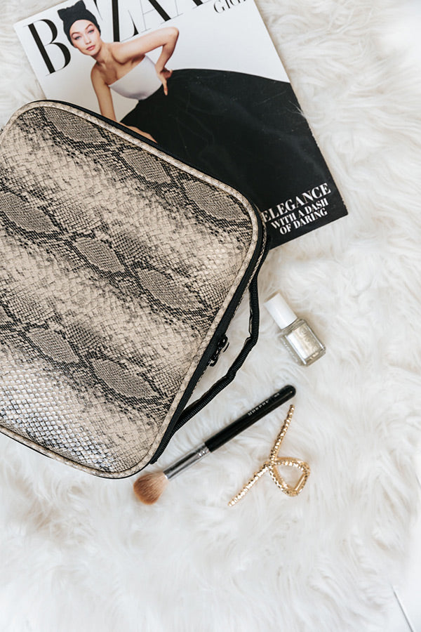 Glisten Up Snake Print Cosmetic Bag Image - 1