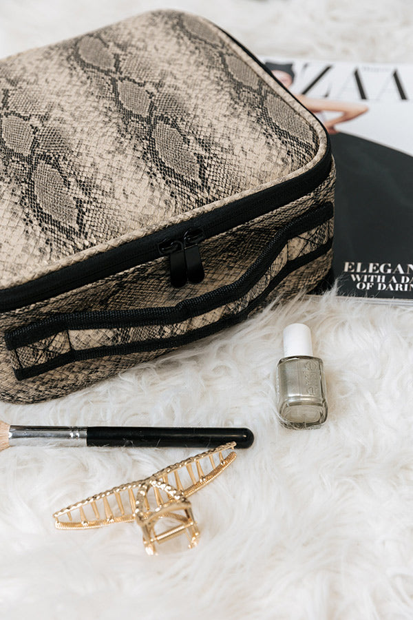Glisten Up Snake Print Cosmetic Bag Image - 1