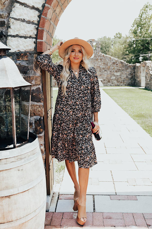 Tea And Crumpets Floral Midi In Black