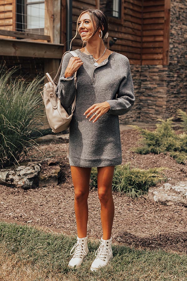 Falling For Hue Sweater Dress In Charcoal