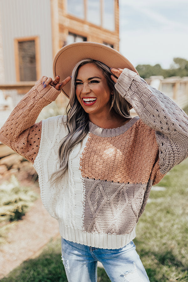 Lost In Layers Color Block Sweater In Iced Mocha Image - 1