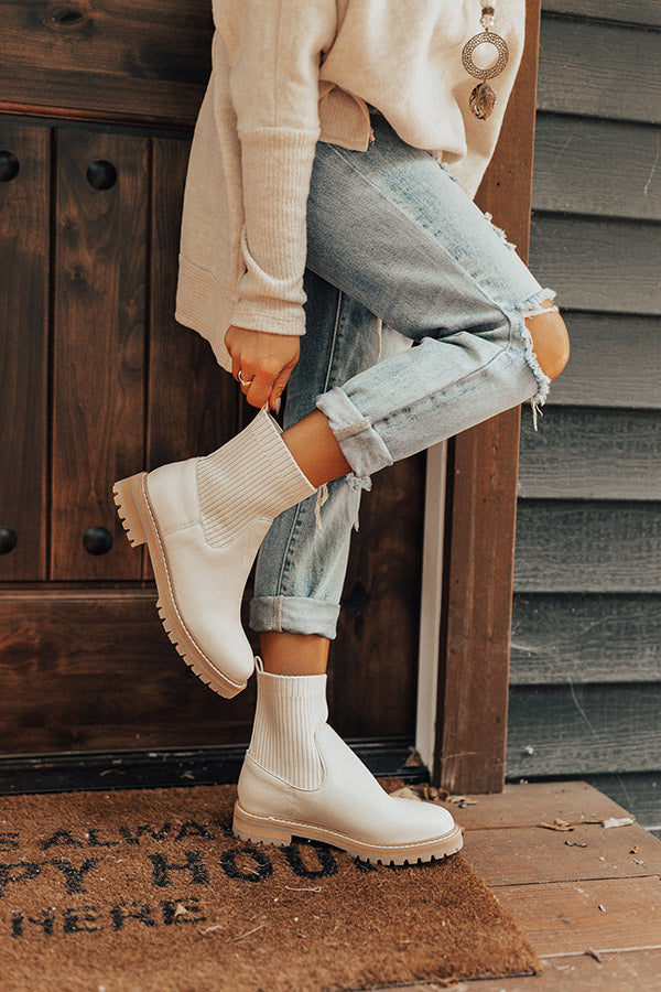 The Craine Faux Leather Boot In Light Beige