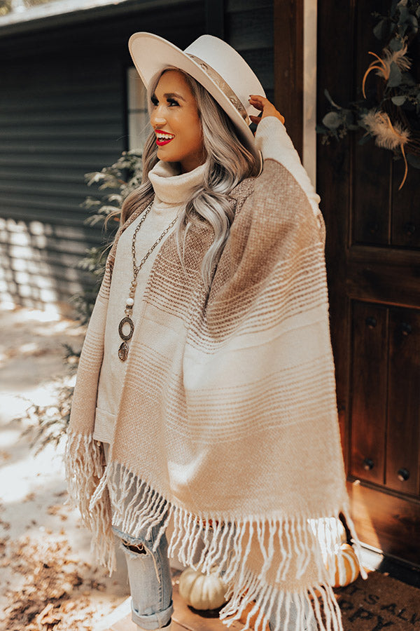 Morning Flight Poncho In Mocha