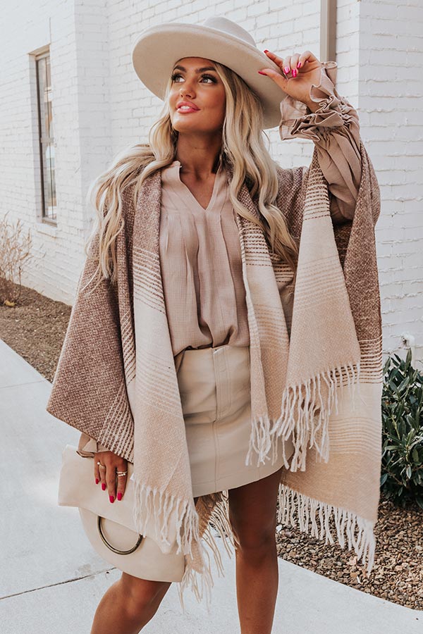 Morning Flight Poncho In Mocha