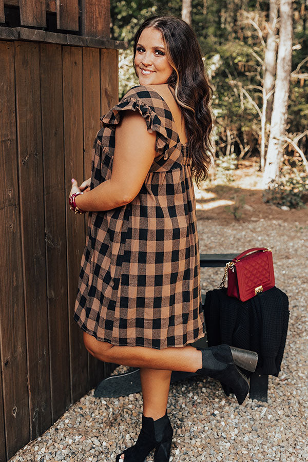 Trend Forecast Gingham Dress In Brown Curves Trend Forecast Gingham Dress In Brown Curves