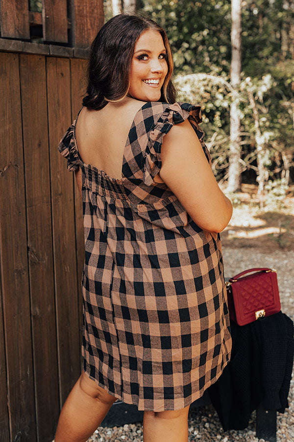 plus size brown gingham dress Oversized Gingham Linen Dress PEONY, Long Sleeve, Plus Size