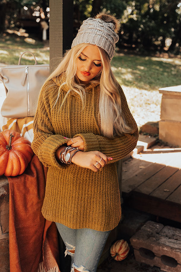 Maple Spice Knit Hoodie In Mustard