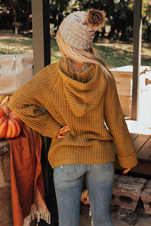 Maple Spice Knit Hoodie In Mustard