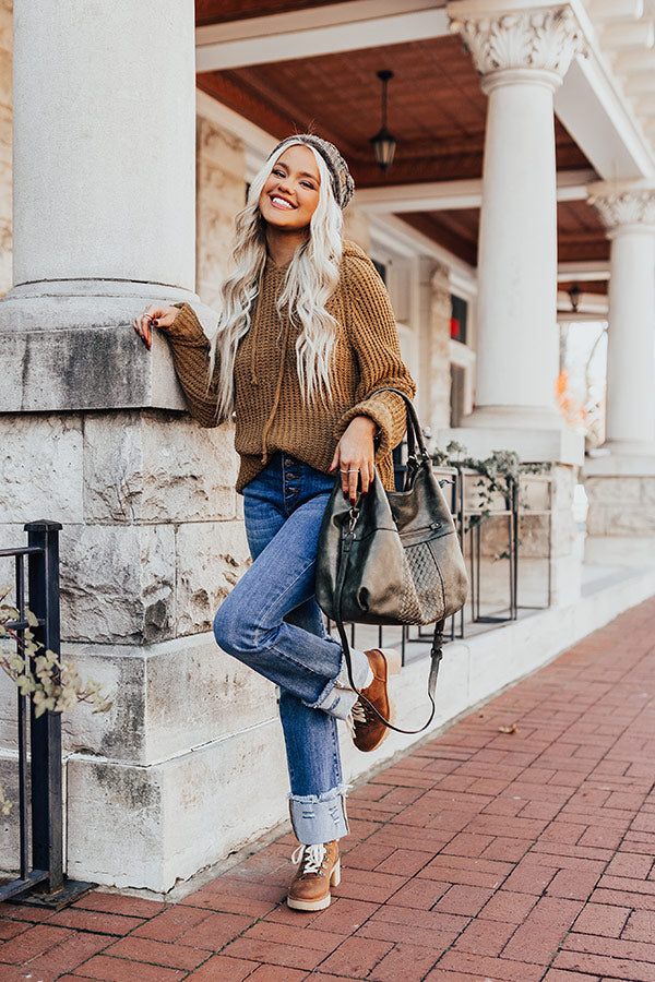 Maple Spice Knit Hoodie In Mustard