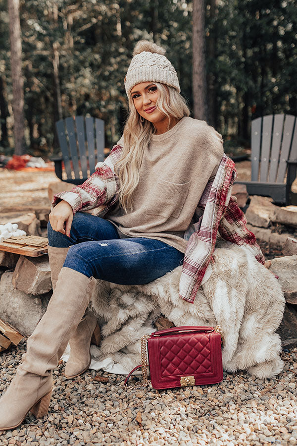 Golden Light Shift Sweater In Warm Taupe