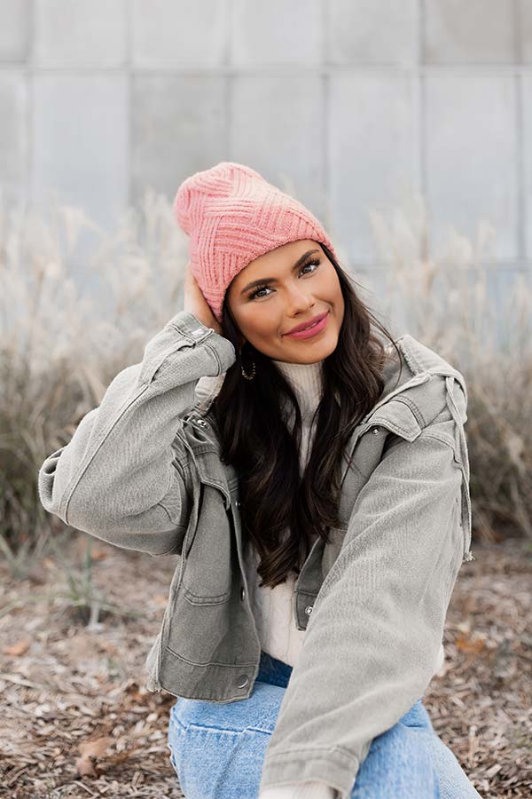 Upper East Side Views Beanie In Blush