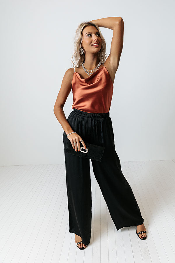 All The Glamour Satin Top In Rust