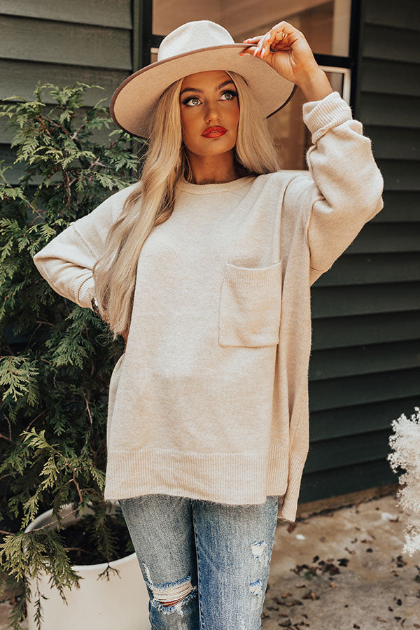 Golden Light Shift Sweater In Cream