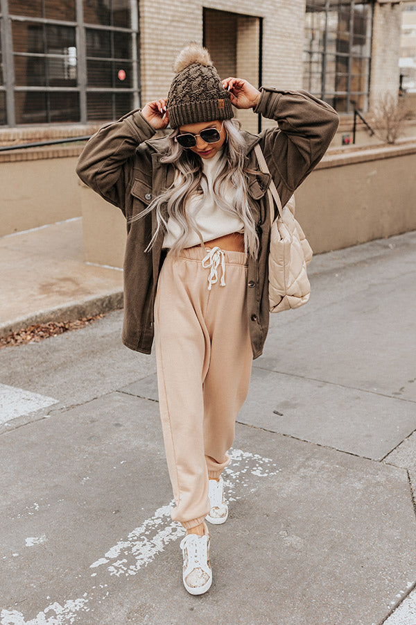 Down Time Joggers In Warm Taupe