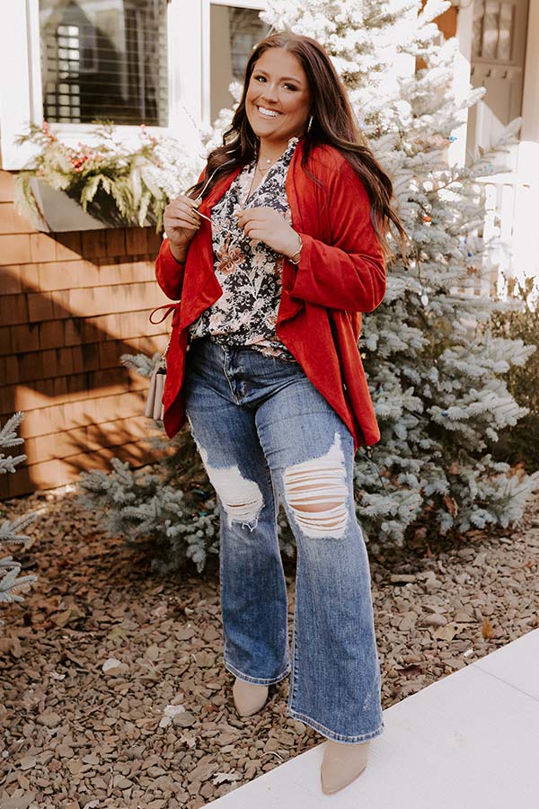 Trust The Process Faux Suede Blazer Curves