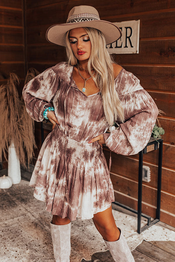 tie dye dress brown Let Me Be Tie Dye Maxi Dress - Brown