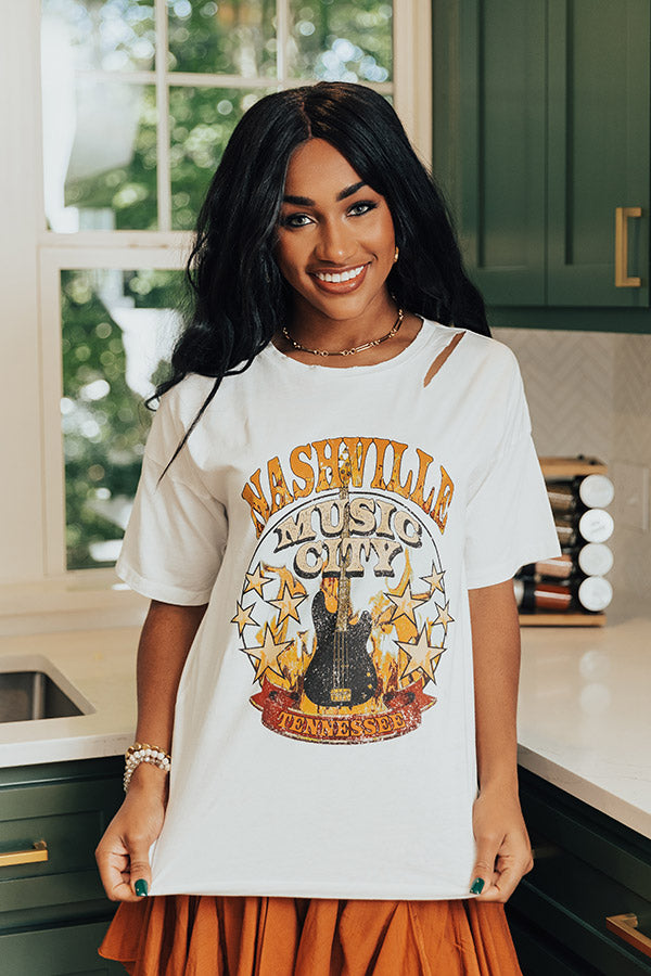 Womens Nashville Words Black Graphic Tee