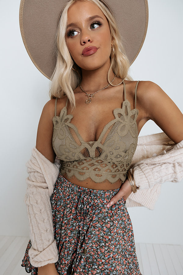 I'm Yours Lace Bralette In Martini Olive