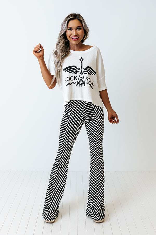 Rock N' Roll Cropped Graphic Tee