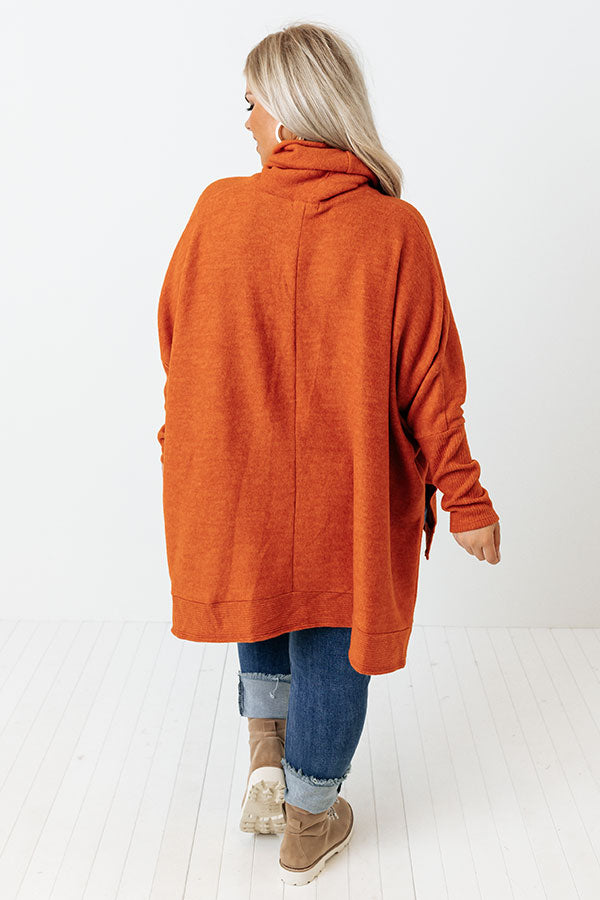 Time For Cozy Sweater in Rust Curves