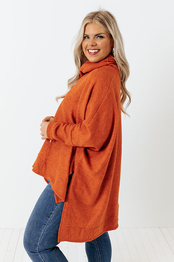 Time For Cozy Sweater in Rust Curves