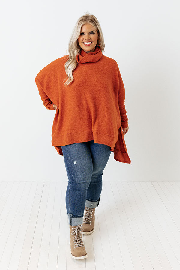 Time For Cozy Sweater in Rust Curves