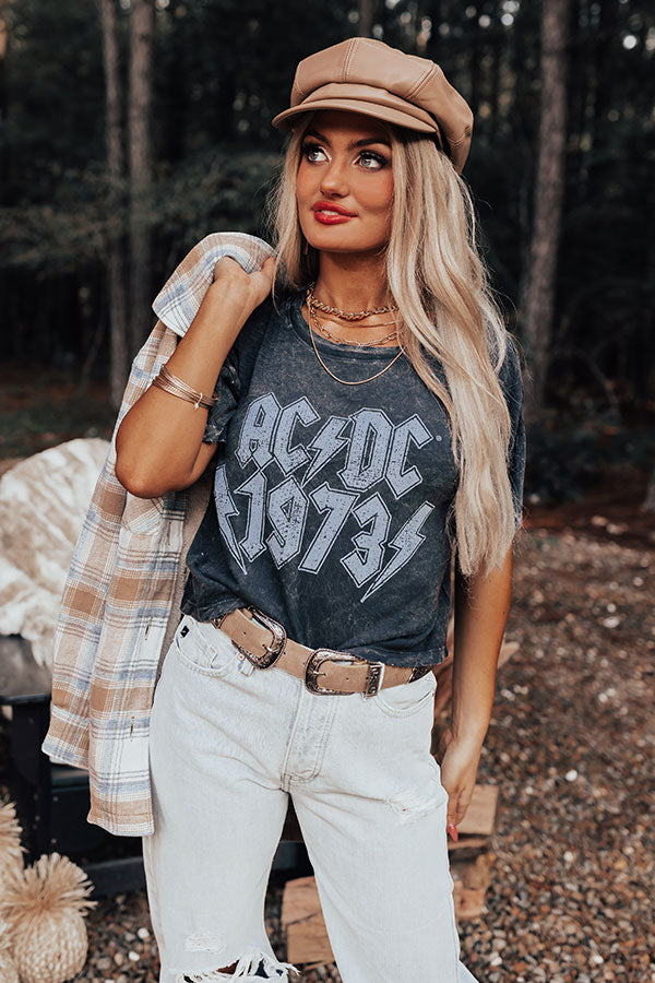 AC/DC 1973 Vintage-Wash Cropped Graphic Tee Image - 1
