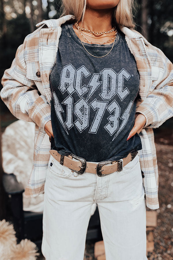 AC/DC 1973 Vintage-Wash Cropped Graphic Tee Image - 1