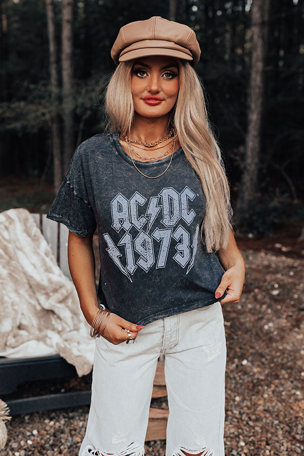 AC/DC 1973 Vintage-Wash Cropped Graphic Tee Image - 1