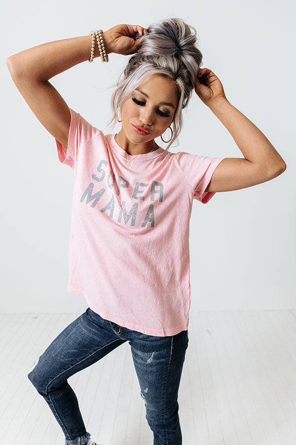 Super Mama Vintage-Wash Graphic Tee Image - 3