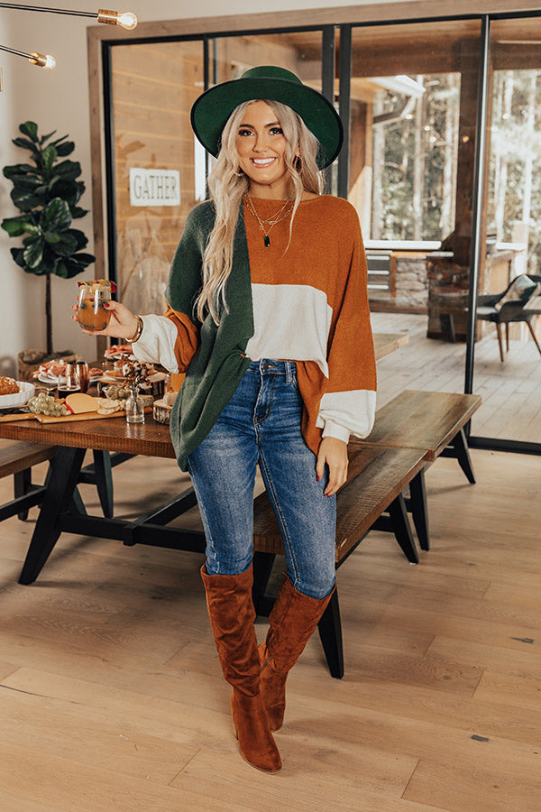 In Harmony Colorblock Sweater In Green