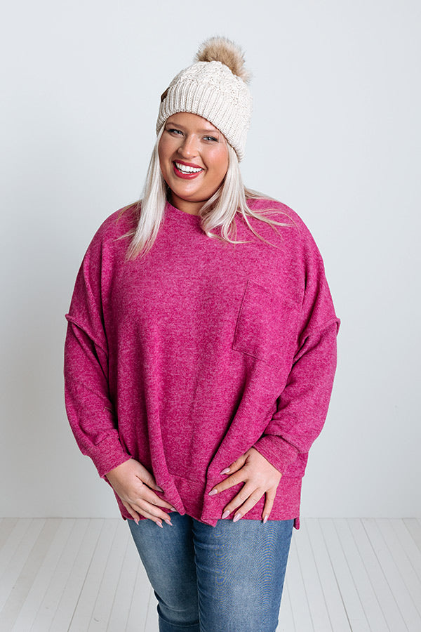 Upstate Cozy Shift Sweater In Berry Curves