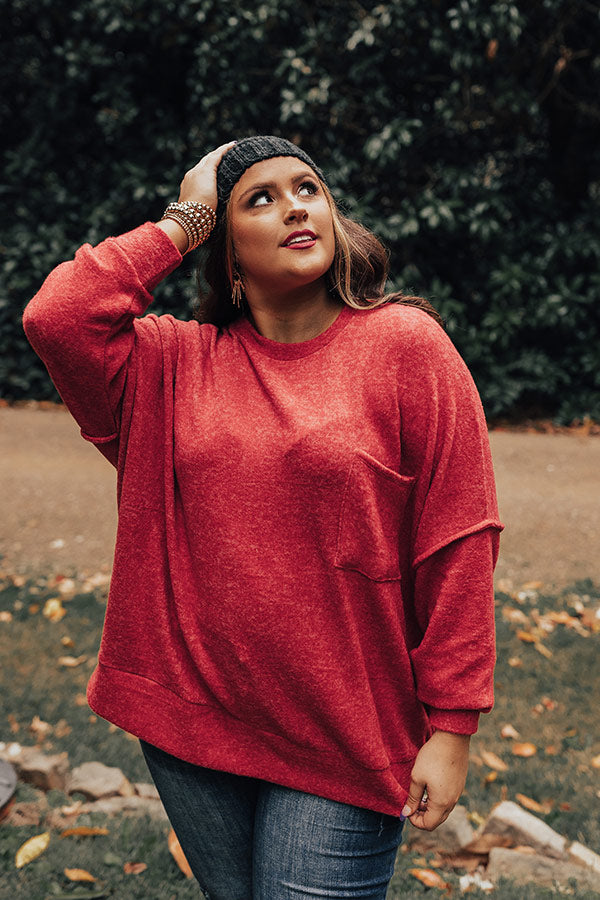 Upstate Cozy Shift Sweater In Red Curves