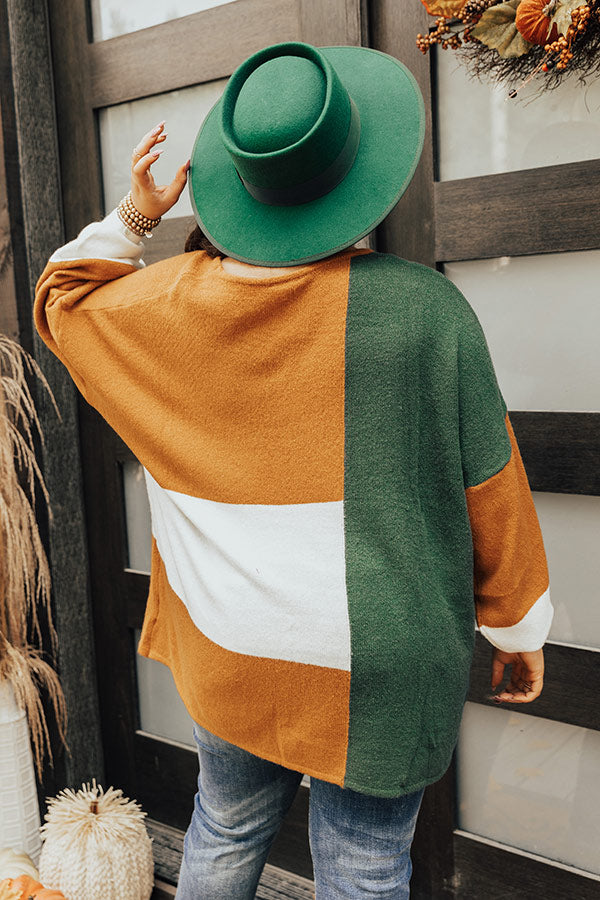 In Harmony Colorblock Sweater In Green Curves Image - 1