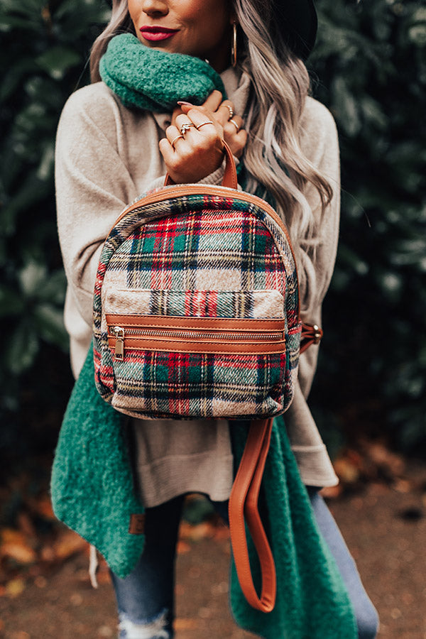 Weekend In Asheville Plaid Backpack In Camel
