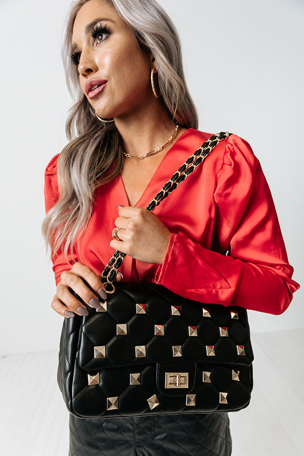 Shopping In Boston Studded Faux Leather Tote In Black