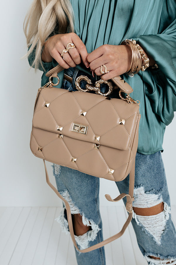 Make Your Debut Faux Leather Purse In Warm Taupe