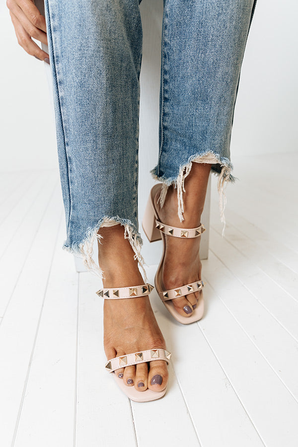 The Gianna Studded Faux Leather Heel In Natural