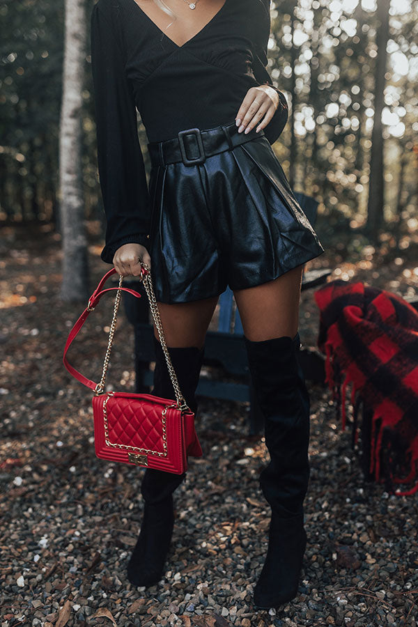 The Stanley High Waist Faux Leather Shorts In Black