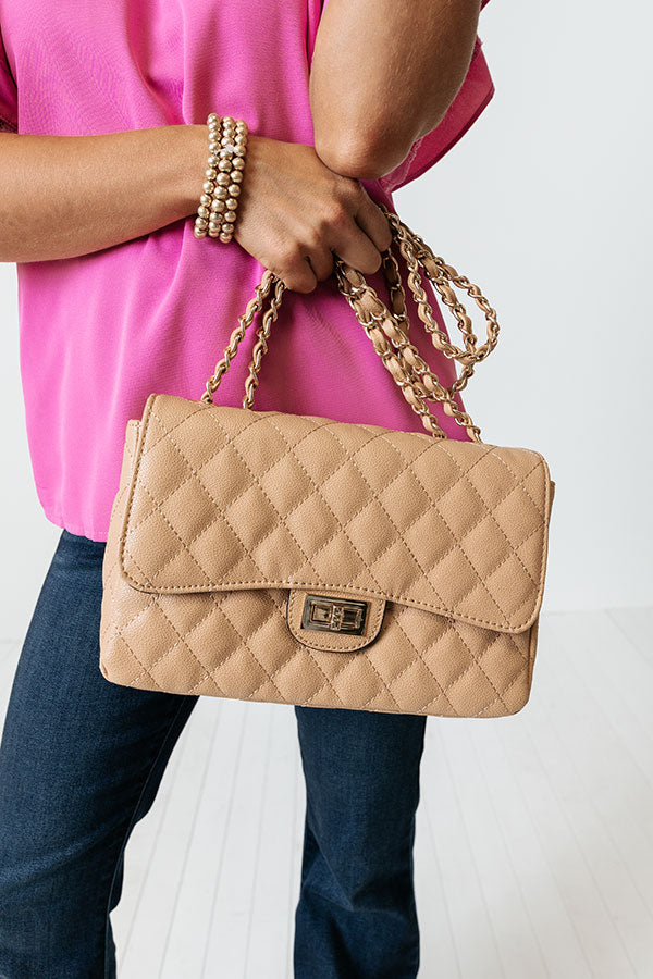 Mod Squad Quilted Tote In Tan