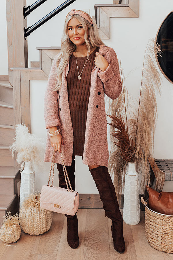 Wine In Winter Park Light Weight Coat In Blush